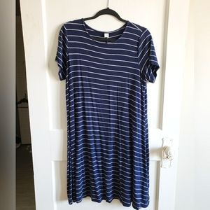 Navy striped swing dress